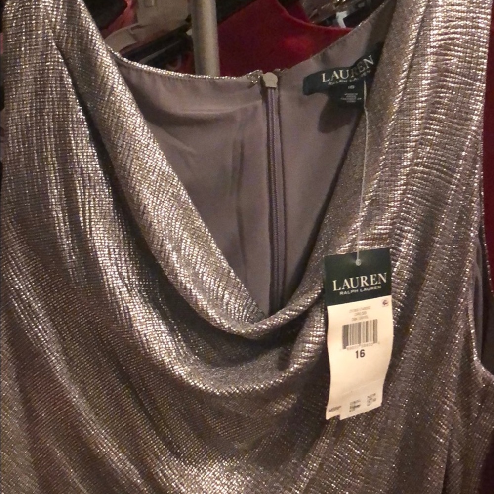 Simple silver, shiny/ lightly sparkles dress.